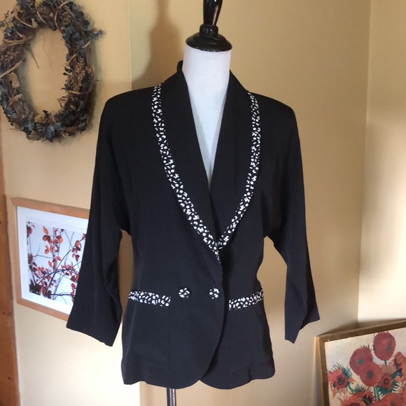 Vtg Y2K ANN TAYLOR Studio Size 6 
Graffiti Blazer ShawlCollar WingSleeve NEW - Picture 2 of 16